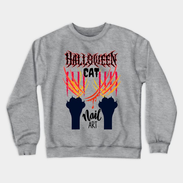 Halloween Cat Nail Art Crewneck Sweatshirt by The Golden Palomino